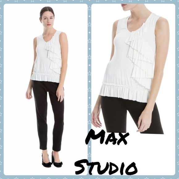 Max Studio London Rebecca Ruffle Sleeveless Blouse - Picture 1 of 10